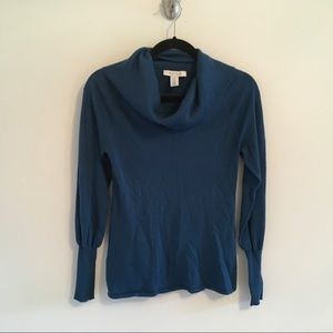 WHBM Cowl Neck Teal Sweater